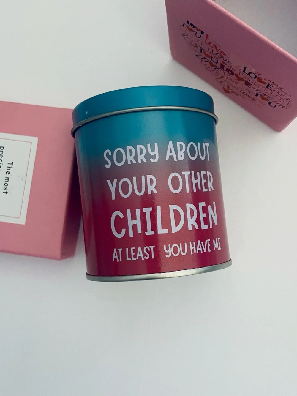 Hocis funny Gardenia Scented Candle with tin “Sorry About Your other children…”